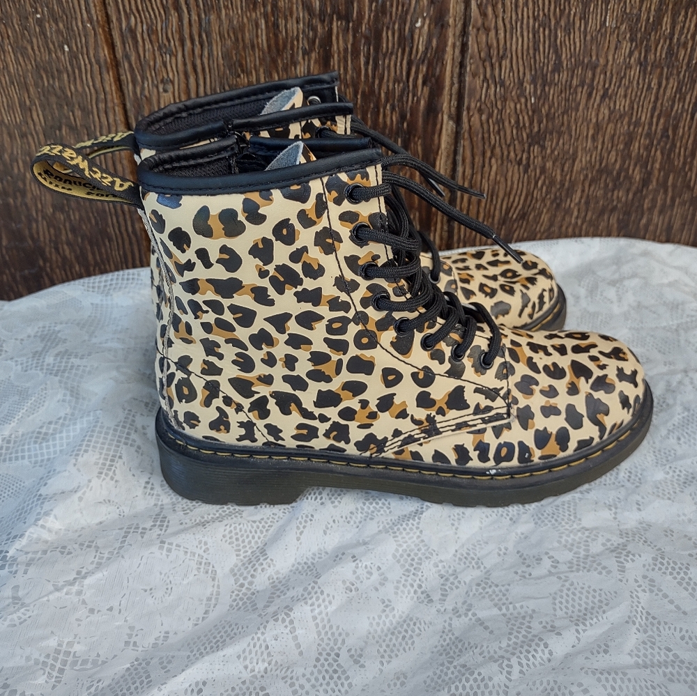 Dr. Martens 1460 Pascal Leopard Print Boots Girls Size 3  